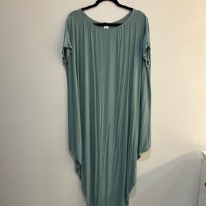 Chic Asymmetrical Teal Smock Dress